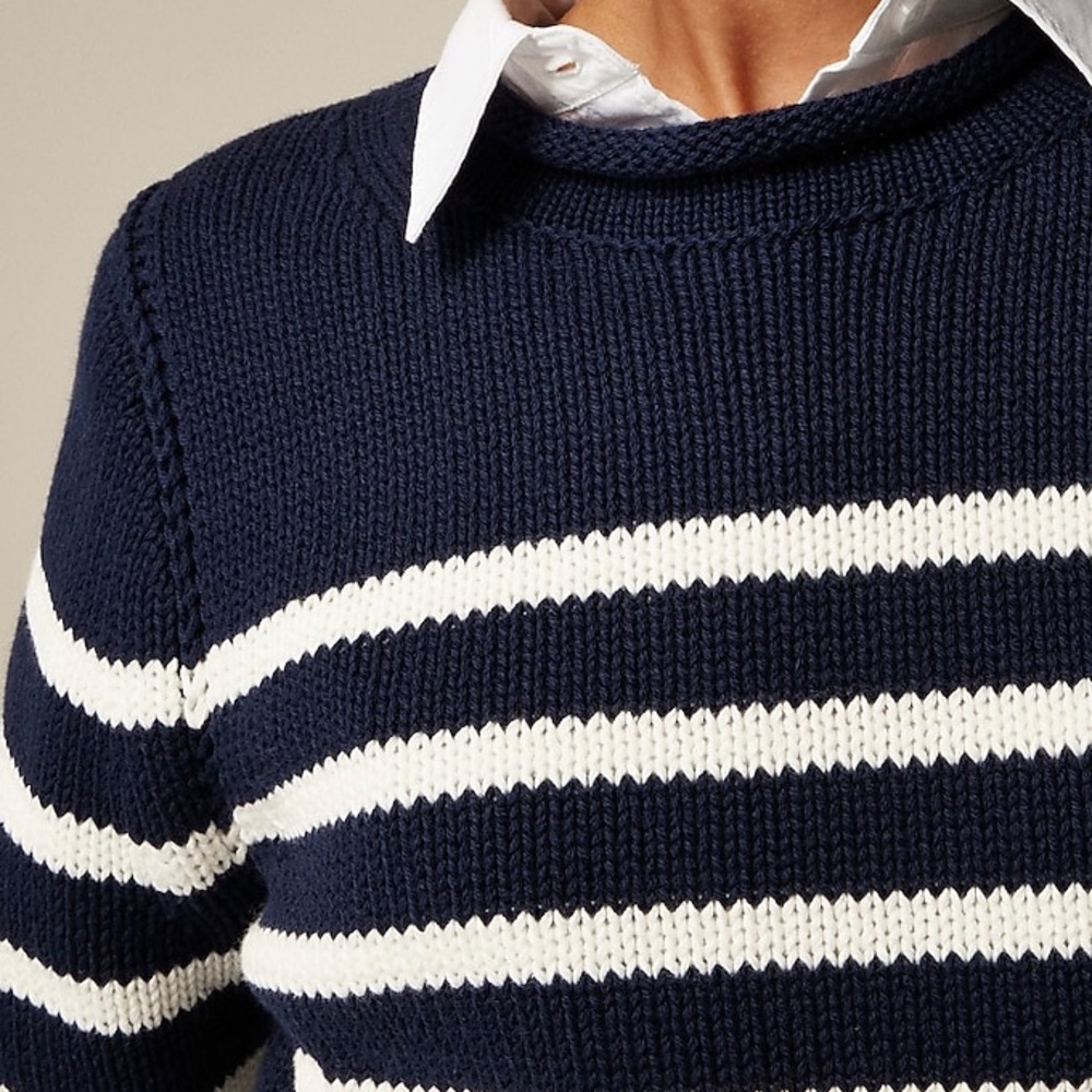 J. Crew Navy and White Striped Crewneck Sweater - Picture 4 of 7